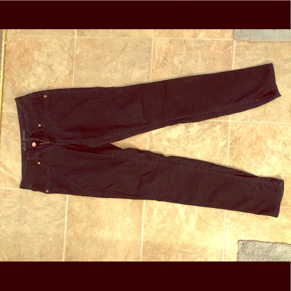 Straight leg dark wash denim